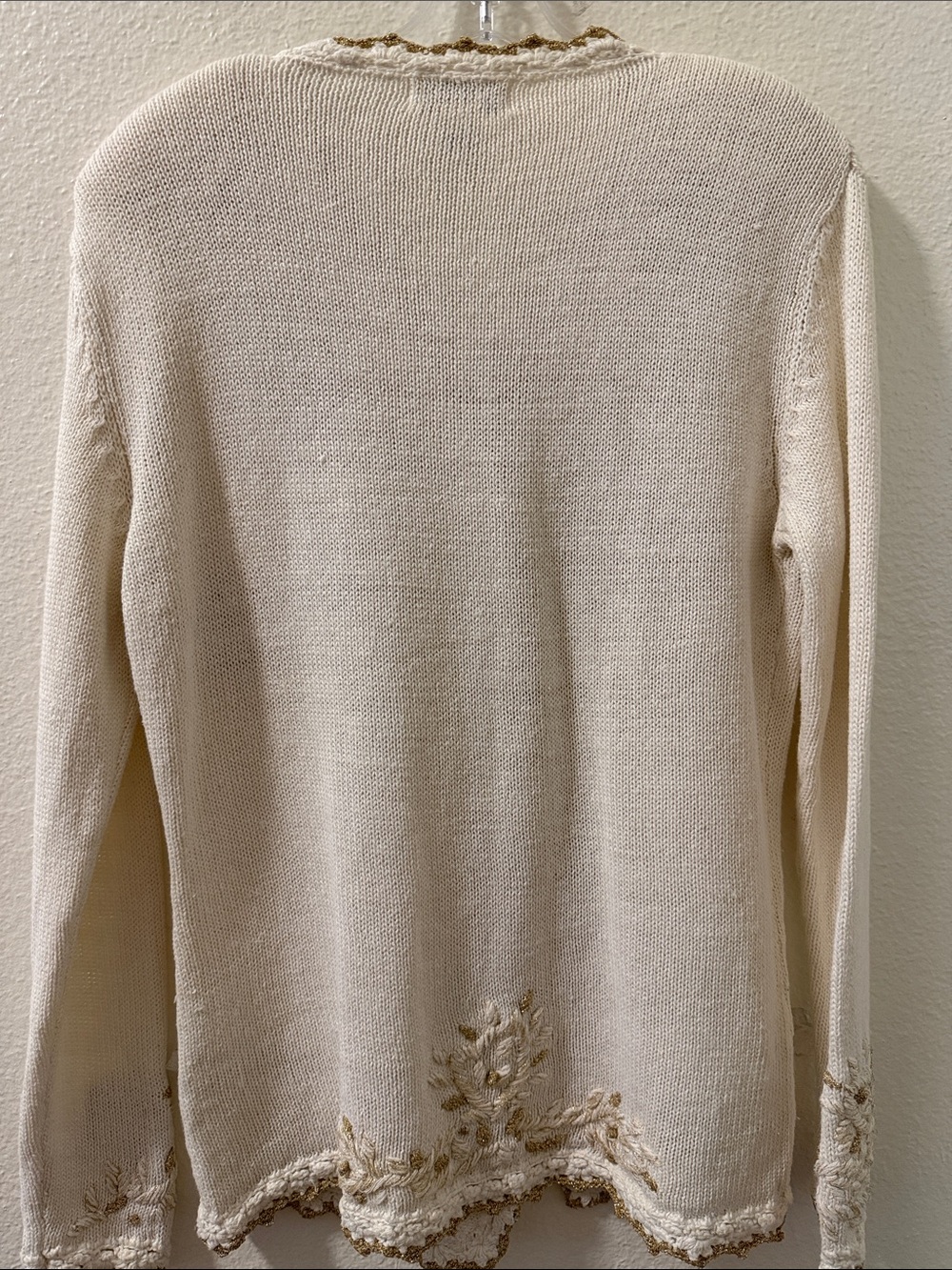Casual Corner Cream Cardigan with Gold-Tone Embroidery - Picture 8 of 9